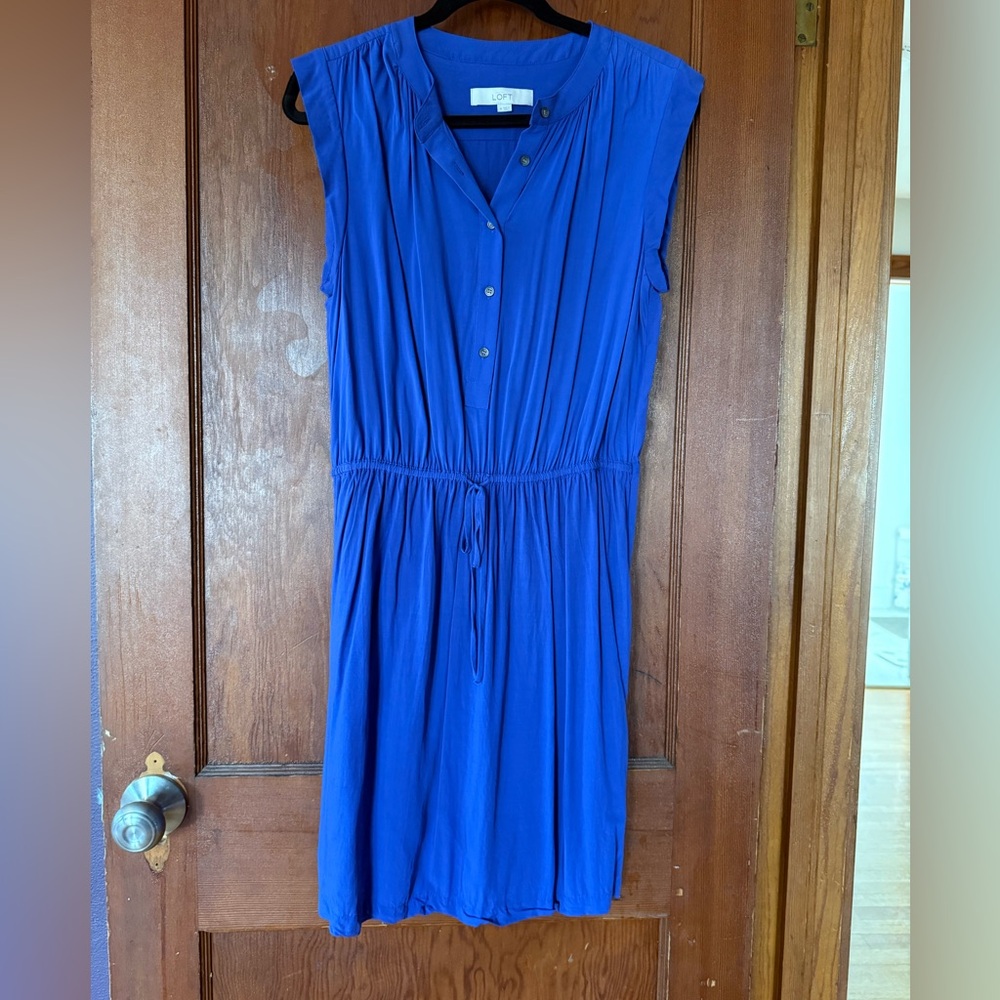 LOFT Women's Vibrant Blue Midi Dress